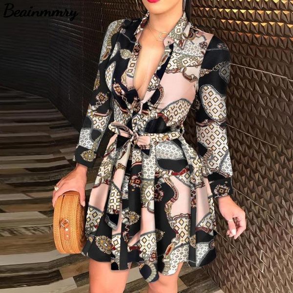 casual dresses women vintage print deep v neck long sleeve shirt dress 2021 spring and autumn elegant bow tie belt office lady mini, Black;gray
casual dresses women vintage print deep v neck long sleeve shirt dress 2021 spring and autumn elegant bow tie belt office lady mini, Black;gray
