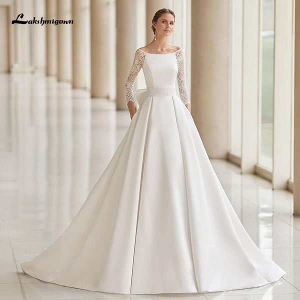2021 new laksgmigown satin long sleeves wedding for women lace princesa bridal gowns with bow vestido de novia mariage q87w, White
2021 new laksgmigown satin long sleeves wedding for women lace princesa bridal gowns with bow vestido de novia mariage q87w, White