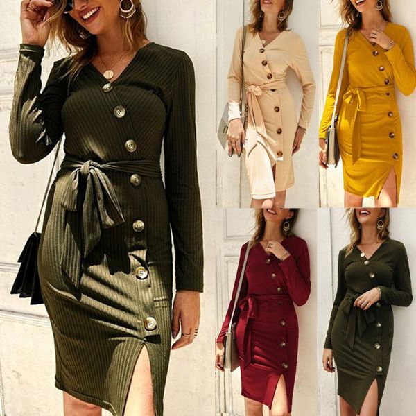casual dresses autumn women long sleeve button dress summer bodycon sweater, Black;gray
casual dresses autumn women long sleeve button dress summer bodycon sweater, Black;gray