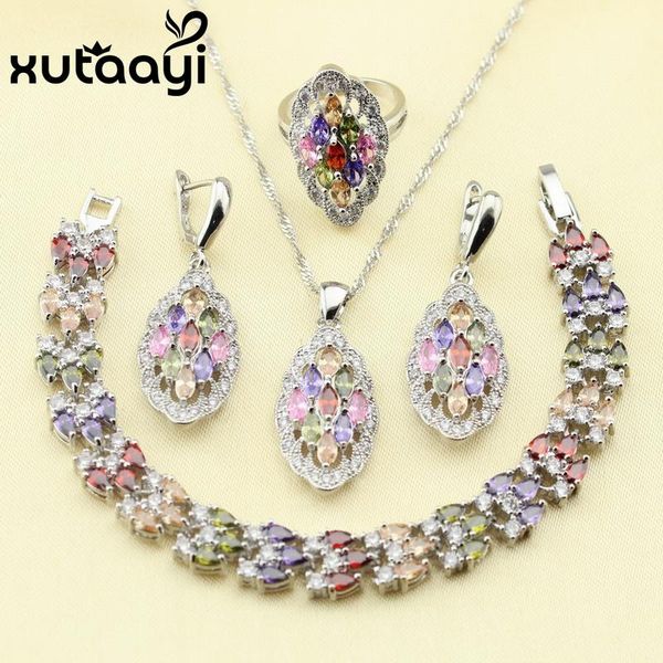 earrings & necklace xutaati 4pcs multicolor crystal silver color jewelry sets for women pendant ring bracelet gift box
earrings & necklace xutaati 4pcs multicolor crystal silver color jewelry sets for women pendant ring bracelet gift box