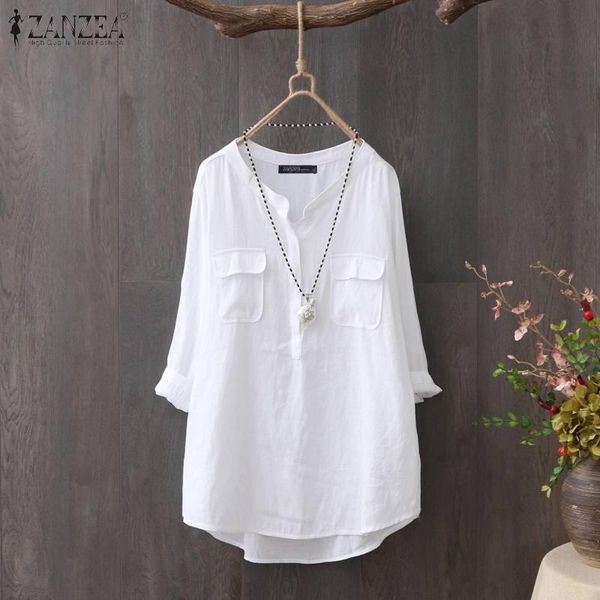 women's blouses & shirts zanzea 2021 vintage women and office lady work shirt casual solid o neck blusas long sleeve cotton tunic chem, White
women's blouses & shirts zanzea 2021 vintage women and office lady work shirt casual solid o neck blusas long sleeve cotton tunic chem, White