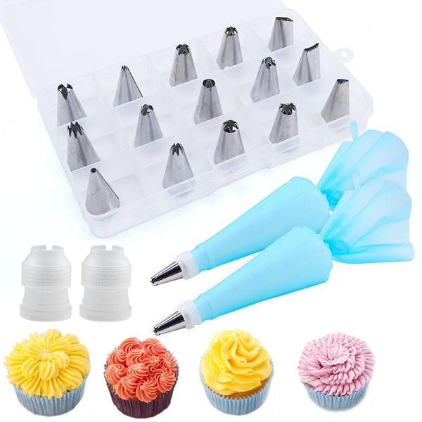 26 pcs cake decorating tools with box pastry bag supplies cupcake for cake baking confectionery sleeve stainless steel case
26 pcs cake decorating tools with box pastry bag supplies cupcake for cake baking confectionery sleeve stainless steel case