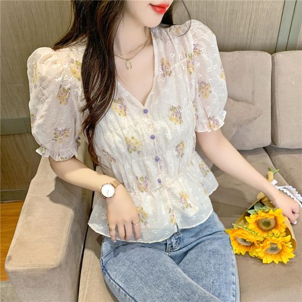 women's blouses & shirts short sleeve v-neck chiffon shirt summer 2021 waist foreign style small bubble top, White
women's blouses & shirts short sleeve v-neck chiffon shirt summer 2021 waist foreign style small bubble top, White