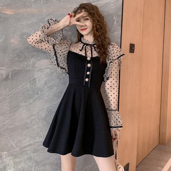 casual dresses jsxdhk plus size women sweet mini dress spring autumn mesh patchwork ruffles dot fashion flare sleeve bow swing vestidos, Black;gray
casual dresses jsxdhk plus size women sweet mini dress spring autumn mesh patchwork ruffles dot fashion flare sleeve bow swing vestidos, Black;gray