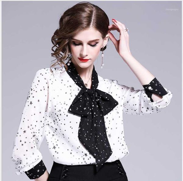 female 2021 spring summer fashion white coat lady bow chiffon shirt contrast collar star all-match shirts women's blouses &
female 2021 spring summer fashion white coat lady bow chiffon shirt contrast collar star all-match shirts women's blouses &