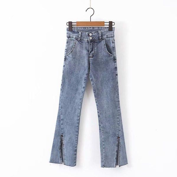 women's jeans dm001 autumn and winter style, gangfeng high waist show thin, elastic personality flare split, Blue
women's jeans dm001 autumn and winter style, gangfeng high waist show thin, elastic personality flare split, Blue