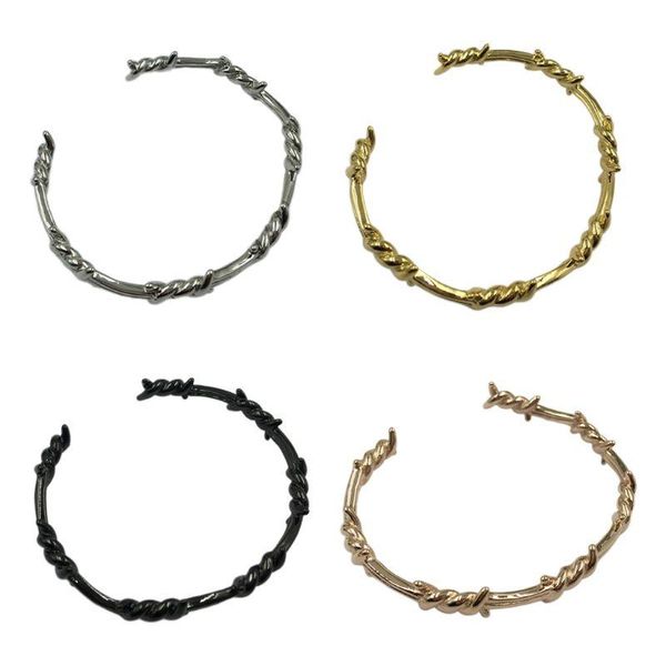 personality men women bangle open cuff twist thorns wire geometric bracelet bangles barbed jewelry, Black
personality men women bangle open cuff twist thorns wire geometric bracelet bangles barbed jewelry, Black