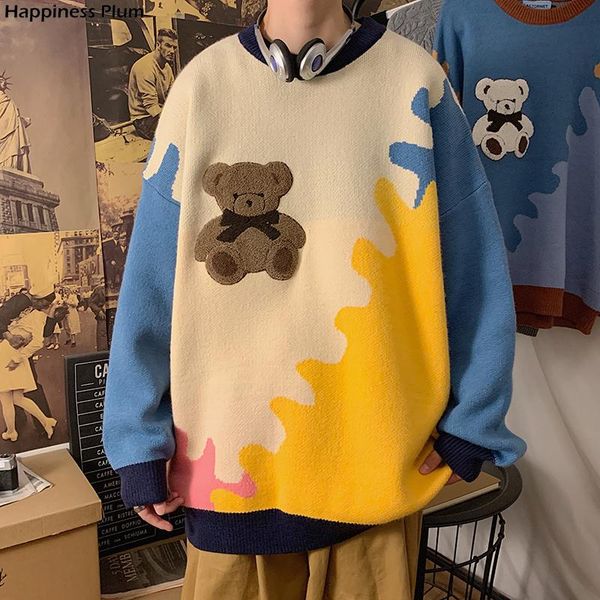 men's sweaters harajuku bear vintage sweater men winter warm thick knitted pullovers 2021 korea style couples hip hop clothing, White;black
men's sweaters harajuku bear vintage sweater men winter warm thick knitted pullovers 2021 korea style couples hip hop clothing, White;black