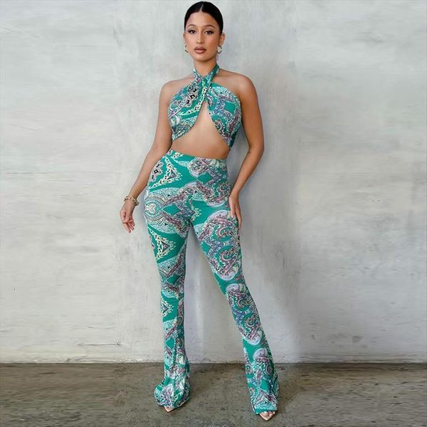 exy two piece set womenpant vacation summer outfits bandana paisley print flare pants halter top, White
exy two piece set womenpant vacation summer outfits bandana paisley print flare pants halter top, White