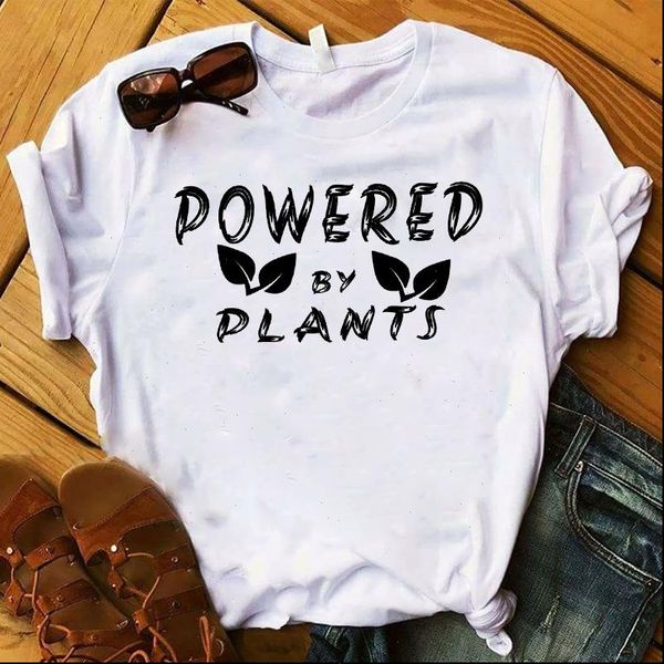 women lady t shirt powered by plant printed tshirt ladies short sleeve tee shirt women female clothes graphic t shirt, White
women lady t shirt powered by plant printed tshirt ladies short sleeve tee shirt women female clothes graphic t shirt, White