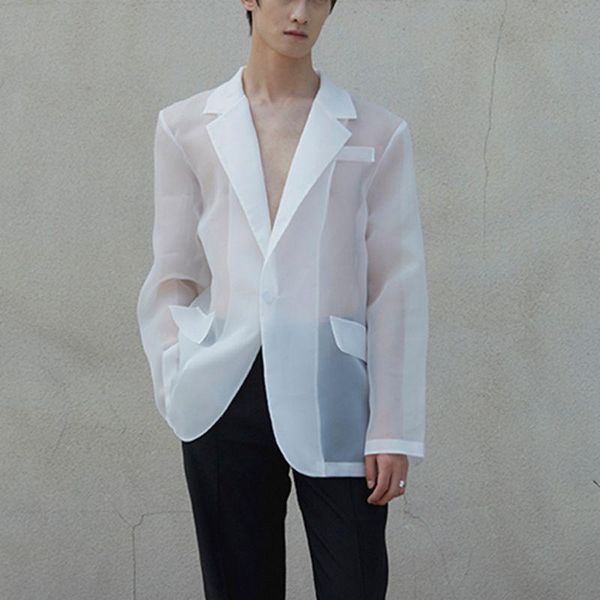 men's suits & blazers fashion men mesh transparent lapel long sleeve casual coats 2021 one button streetwear party suit s-5xl incerun, White;black
men's suits & blazers fashion men mesh transparent lapel long sleeve casual coats 2021 one button streetwear party suit s-5xl incerun, White;black
