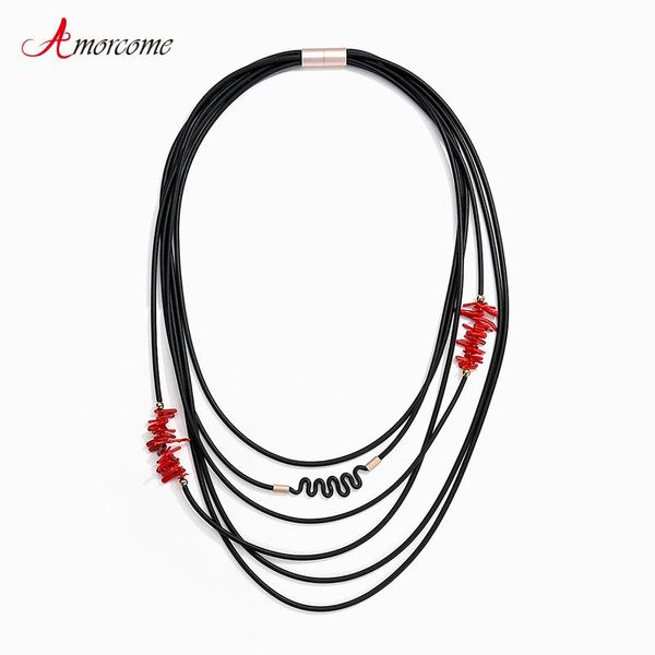 chokers amorcome lightweight black rubber chain necklace handmade red crystal beads multi layer leather choker for women girls, Golden;silver
chokers amorcome lightweight black rubber chain necklace handmade red crystal beads multi layer leather choker for women girls, Golden;silver