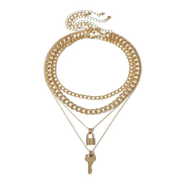 chains layered punk cuban link chain necklace for women thick choker padlock key pendants separate set lock gift, Silver
chains layered punk cuban link chain necklace for women thick choker padlock key pendants separate set lock gift, Silver