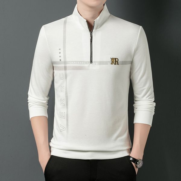 2021 spring and autumn semi zipper stand collar sweater men's embroidered t-shirt polo fashion, White;black
2021 spring and autumn semi zipper stand collar sweater men's embroidered t-shirt polo fashion, White;black
