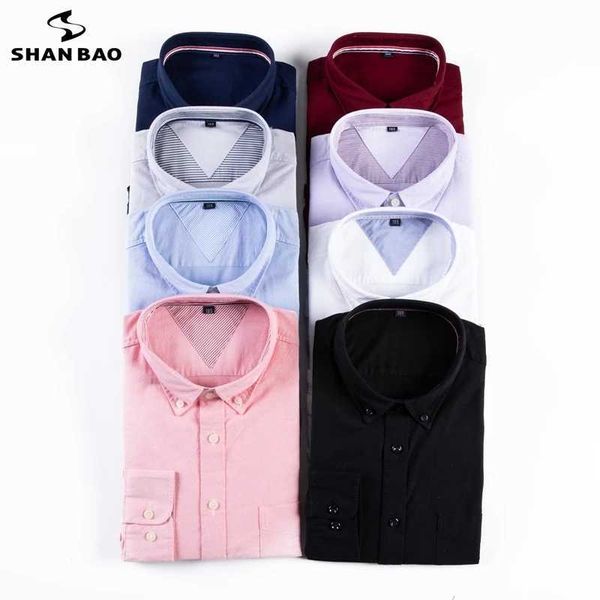 shan bao autumn oxford cotton solid color long sleeve shirt plus size men's loose business casual classic brand shirt 210531, White;black
shan bao autumn oxford cotton solid color long sleeve shirt plus size men's loose business casual classic brand shirt 210531, White;black