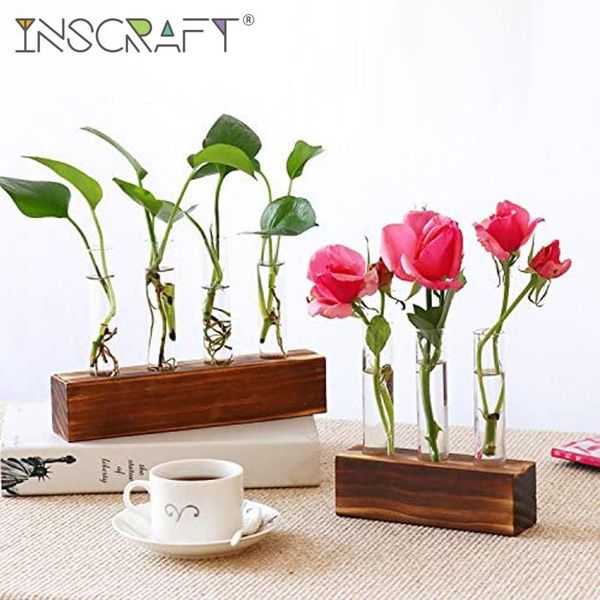 4 crystal glass test tube planter in wooden stand hydroponic plant flower vase home office deskdecoration
4 crystal glass test tube planter in wooden stand hydroponic plant flower vase home office deskdecoration