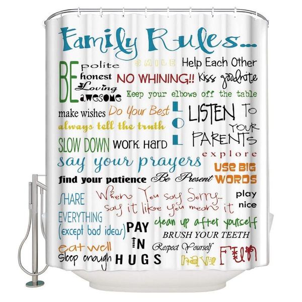 shower curtains waterproof fabric polyester bathroom curtain family rules educational bath set with hooks,72x72inch
shower curtains waterproof fabric polyester bathroom curtain family rules educational bath set with hooks,72x72inch