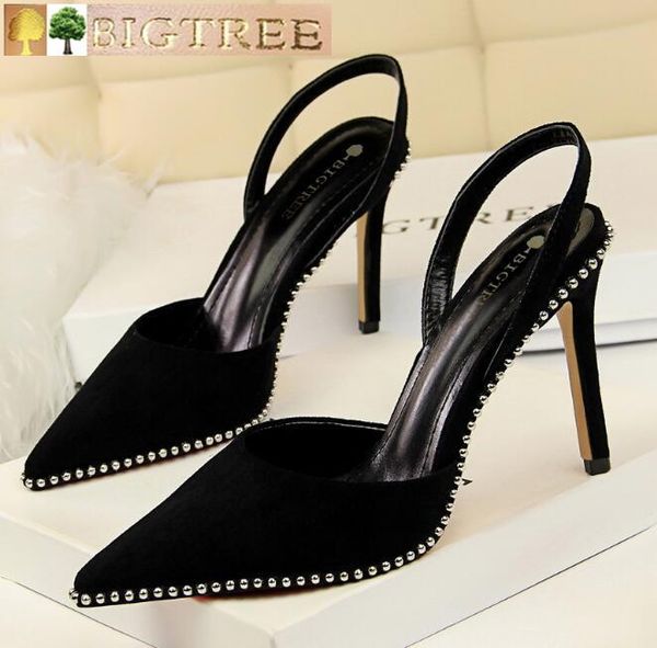 dress shoes bigtree women pumps office lady pointed toe flock back strap rivet 9cm thin high heels wedding fashion, Black
dress shoes bigtree women pumps office lady pointed toe flock back strap rivet 9cm thin high heels wedding fashion, Black