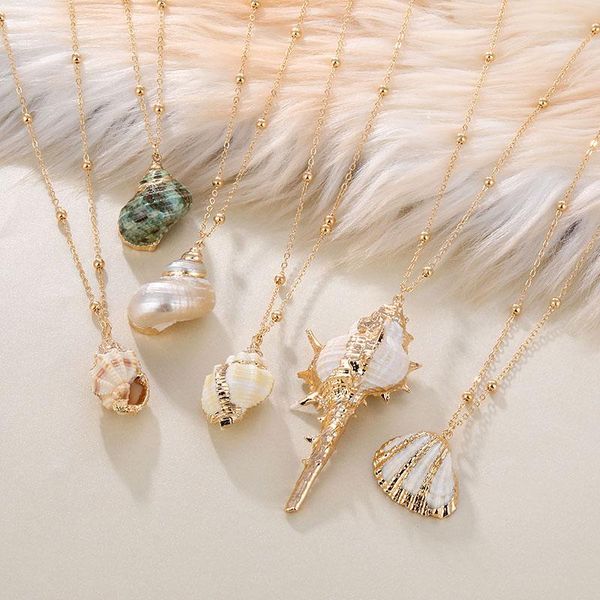 chains fashion ocean series phnom penh conch shell gold chain necklace for women seashell choker pendants jewelry gift, Silver 
chains fashion ocean series phnom penh conch shell gold chain necklace for women seashell choker pendants jewelry gift, Silver