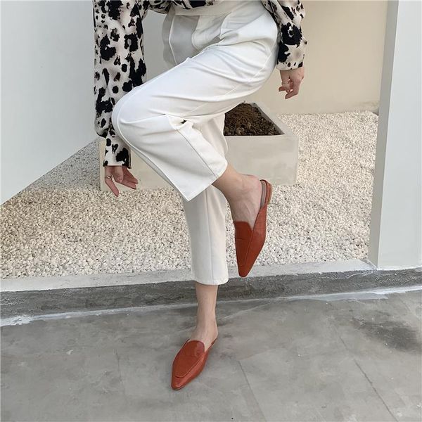 slippers fashionable women's toe lazy square head shallow leather flat heel casual mouth, Black
slippers fashionable women's toe lazy square head shallow leather flat heel casual mouth, Black