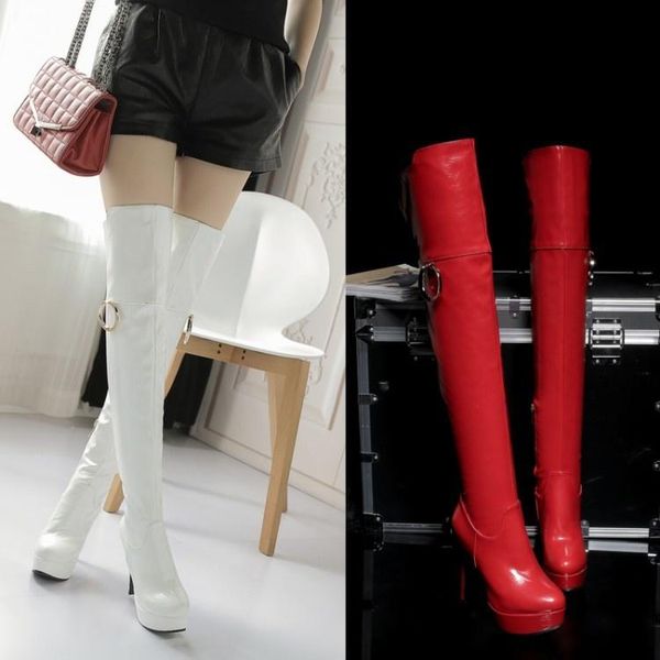 boots women high high-heeled shoes waterproof stand long patent leather elastic women's, Black
boots women high high-heeled shoes waterproof stand long patent leather elastic women's, Black