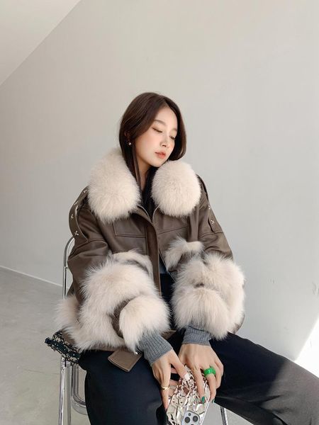 women's fur & faux menina bonita 2021 short winter jacket women coat natural real sheepskin loose splicing outerwear fashion streetwear, Black
women's fur & faux menina bonita 2021 short winter jacket women coat natural real sheepskin loose splicing outerwear fashion streetwear, Black