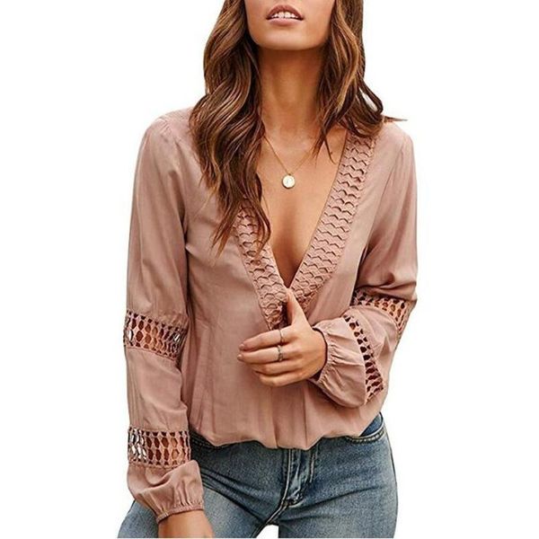 women's blouses & shirts women long sleeve loose t-shirt solid color deep v-neck hollow-out lantern elegant lace autumn vintage bl, White
women's blouses & shirts women long sleeve loose t-shirt solid color deep v-neck hollow-out lantern elegant lace autumn vintage bl, White