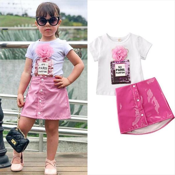 2 7y fashion toddler kids girls summer clothing sets 3d floral sequins short sleeve t shirts pu leather skirt, White
2 7y fashion toddler kids girls summer clothing sets 3d floral sequins short sleeve t shirts pu leather skirt, White