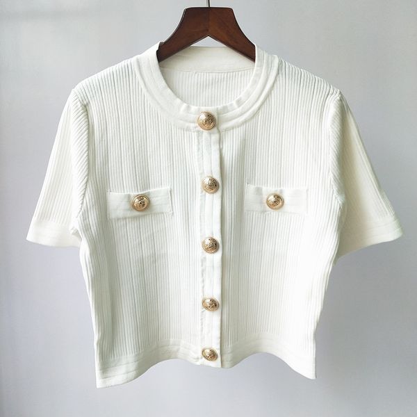 59% off factory outlet store summer round neck short sleeve big button slim knitted cardigan, White;black
59% off factory outlet store summer round neck short sleeve big button slim knitted cardigan, White;black
