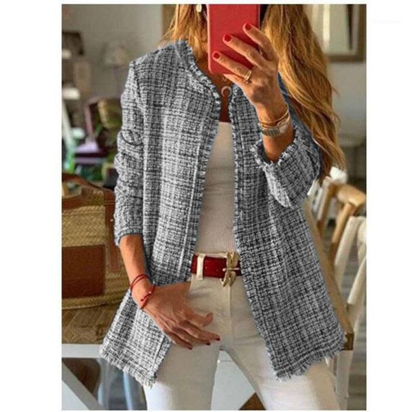 women's wool & blends autumn twill tweed coat lady long sleeve vintage lattice cardigan fashion slim office work plaid overcoat 2021 wo, Black
women's wool & blends autumn twill tweed coat lady long sleeve vintage lattice cardigan fashion slim office work plaid overcoat 2021 wo, Black