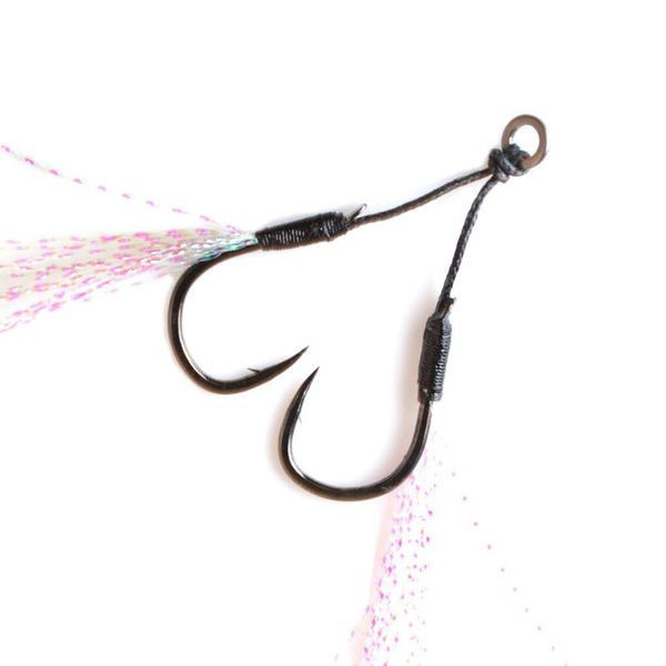 3pair/lot slow jigging fishing assist hook cast jig barbed double hook thread feather pesca high carbon steel slow jig fishhook
3pair/lot slow jigging fishing assist hook cast jig barbed double hook thread feather pesca high carbon steel slow jig fishhook