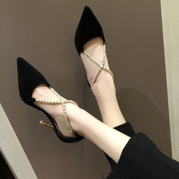 dress shoes spring 2021 fine pointed wild temperament pearl buckle hollow single women, Black
dress shoes spring 2021 fine pointed wild temperament pearl buckle hollow single women, Black