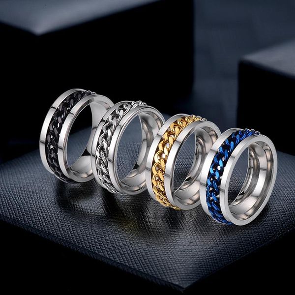 cluster rings 1pc titanium stainless steel chain spinner ring for men blue gold black punk rock rotation cross accessory jewelry gift, Golden;silver
cluster rings 1pc titanium stainless steel chain spinner ring for men blue gold black punk rock rotation cross accessory jewelry gift, Golden;silver