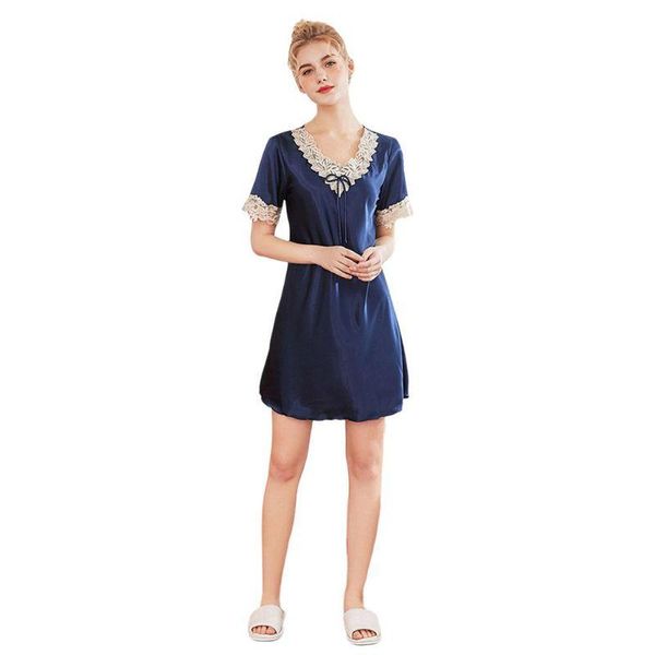 casual dresses women's satin silk pajamas ladies lace ice short-sleeved nightdress home service, Black;gray
casual dresses women's satin silk pajamas ladies lace ice short-sleeved nightdress home service, Black;gray