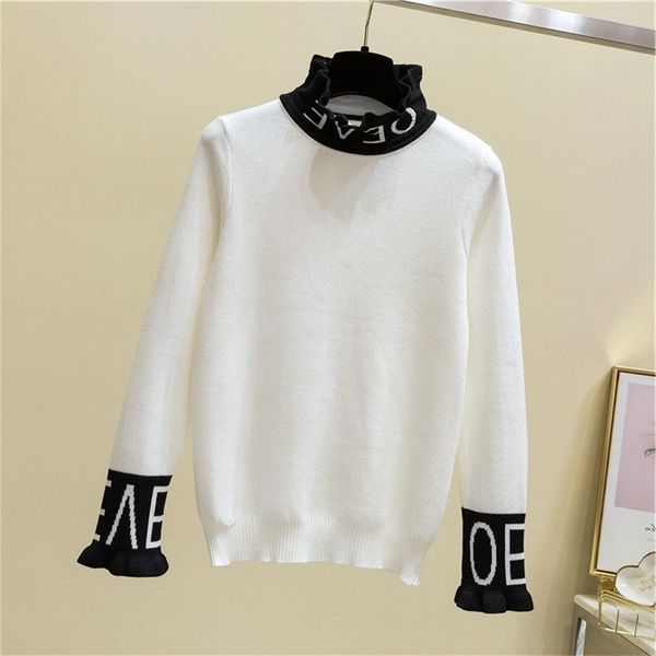 autumn winter thick warm beautiful embroidery turtleneck sweater women long sleeve knit pullover sweater female pull femme, White;black
autumn winter thick warm beautiful embroidery turtleneck sweater women long sleeve knit pullover sweater female pull femme, White;black