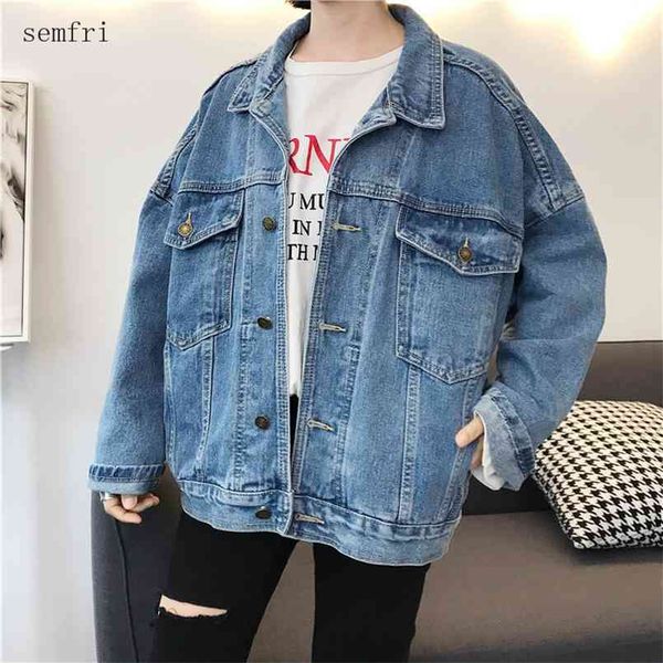 semfri blue denim jacket women loose style oversized jeans coat spring autumn version casual basic 210914, Black;brown
semfri blue denim jacket women loose style oversized jeans coat spring autumn version casual basic 210914, Black;brown