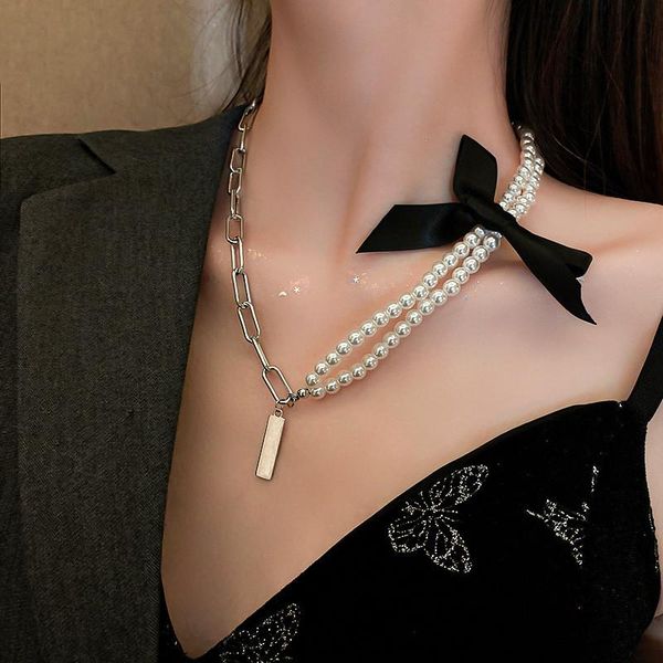chokers korea sweet black bow double necklace simple bowknot pearl clavicle chain collar for women lady jewelry, Golden;silver
chokers korea sweet black bow double necklace simple bowknot pearl clavicle chain collar for women lady jewelry, Golden;silver