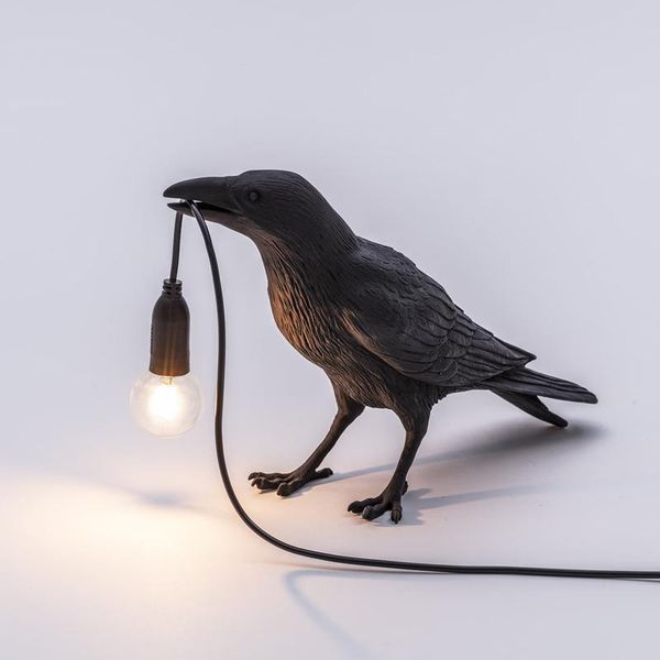 modern seletti bird lamps nordic resin led table lamp for bedroom bedside study room art deco lighting fixtures crow stand light