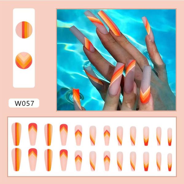 false nails 24pcs matte orange lines design fake glue type removable coffin long paragraph diy nail art decoration for manicures, Red;gold
false nails 24pcs matte orange lines design fake glue type removable coffin long paragraph diy nail art decoration for manicures, Red;gold