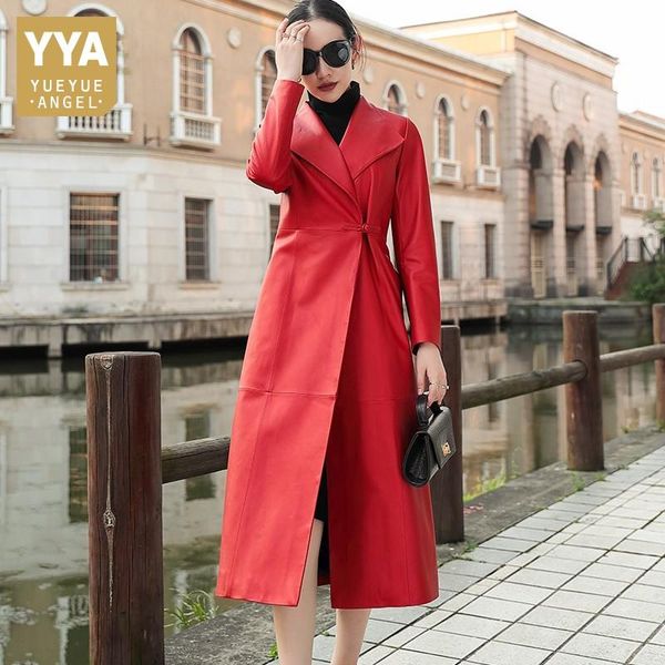 women's leather & faux natural sheepskin jackets womens genuine slim turn-down collar adjustable waist office lady long coat, Black
women's leather & faux natural sheepskin jackets womens genuine slim turn-down collar adjustable waist office lady long coat, Black