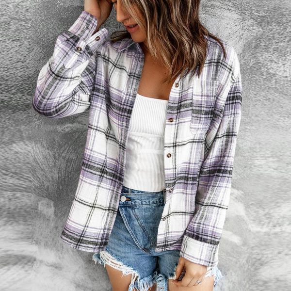 women's jackets 2021 classic plaid printed coat for woman button down lapel loose long sleeve ladies leisure jacket veste femme, Black;brown
women's jackets 2021 classic plaid printed coat for woman button down lapel loose long sleeve ladies leisure jacket veste femme, Black;brown