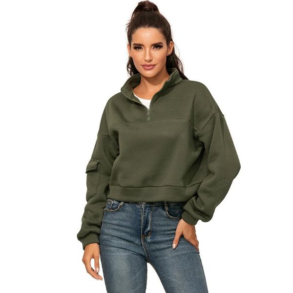 women's hoodies & sweatshirts autumn winter fashion stand neck women pullover long-sleeve crop solid color loose vrouwen, Black
women's hoodies & sweatshirts autumn winter fashion stand neck women pullover long-sleeve crop solid color loose vrouwen, Black