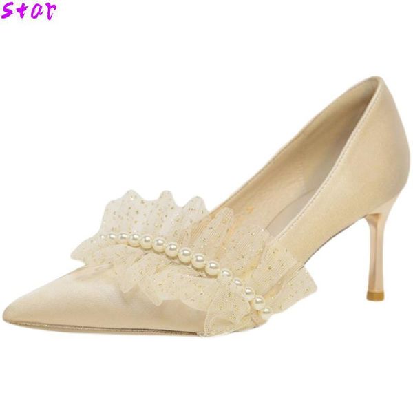 high heels women's shoes pearl mesh shallow mouth ladies high heels elegant wedding party shoes pointed toe ladies single, Black
high heels women's shoes pearl mesh shallow mouth ladies high heels elegant wedding party shoes pointed toe ladies single, Black