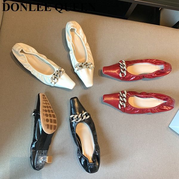 new spring brand metal chain pumps women fashion clear mid heels shoes elastic ballet soft loafers female office mujer chaussure, Black
new spring brand metal chain pumps women fashion clear mid heels shoes elastic ballet soft loafers female office mujer chaussure, Black