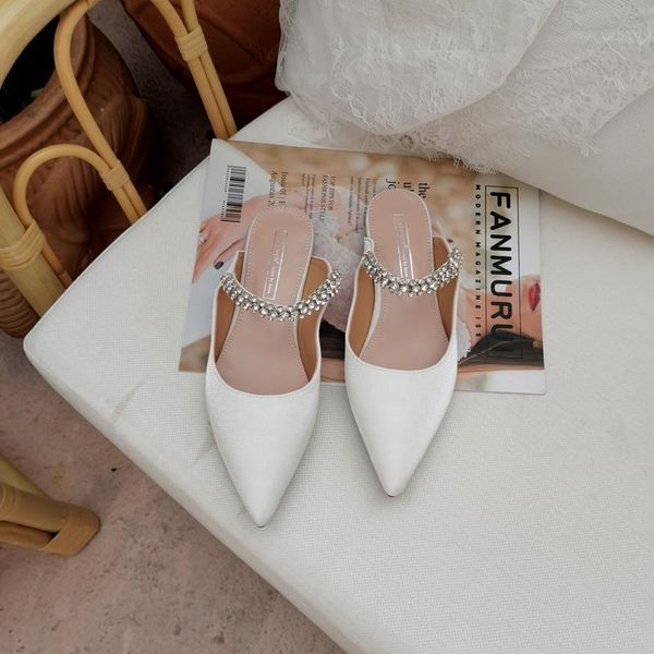 slippers rhinestone striped halter mules pointed toe casual ladies flat satin sandals and comfortable, Black
slippers rhinestone striped halter mules pointed toe casual ladies flat satin sandals and comfortable, Black