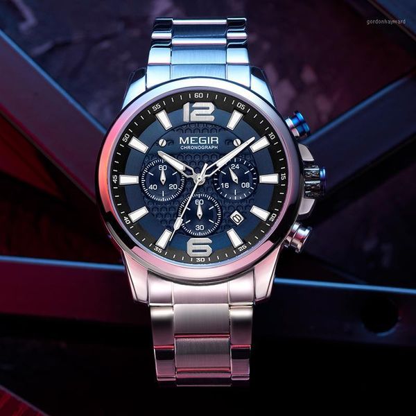 wristwatches megir men watch silver stainless steel strap waterproof luminous wristwatch sports squartz relogio masculino, Slivery;brown
wristwatches megir men watch silver stainless steel strap waterproof luminous wristwatch sports squartz relogio masculino, Slivery;brown