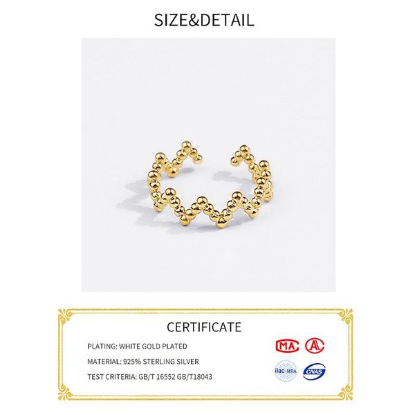cluster rings 925 sterling silver wave dots shape ring classic round finger women wedding engagement jewelry gift, Golden;silver
cluster rings 925 sterling silver wave dots shape ring classic round finger women wedding engagement jewelry gift, Golden;silver