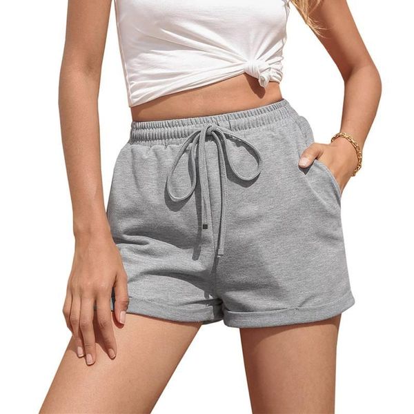 women's shorts summer women casual loose high waist folded solid regular elastic cuffs lace-up clothing, White;black
women's shorts summer women casual loose high waist folded solid regular elastic cuffs lace-up clothing, White;black