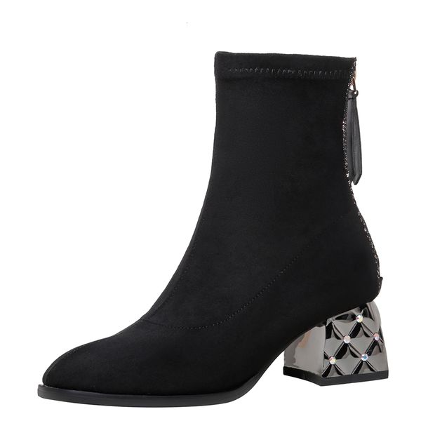 all-match mode round toe comfy herd ankle high heels decorative metal stretch sequined shoes zipper short boots 3jnf, Black
all-match mode round toe comfy herd ankle high heels decorative metal stretch sequined shoes zipper short boots 3jnf, Black