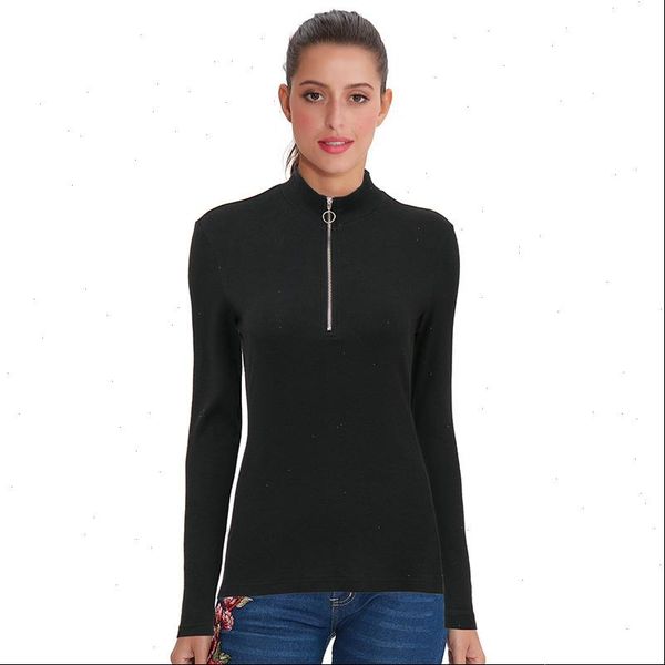 solid color cotton kintted blouse for women long sleeve stand neck zipper blouse m30474 drop shipping, White
solid color cotton kintted blouse for women long sleeve stand neck zipper blouse m30474 drop shipping, White
